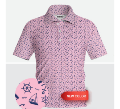 PE Men Polo Shirt Tidewater Pink Navy
